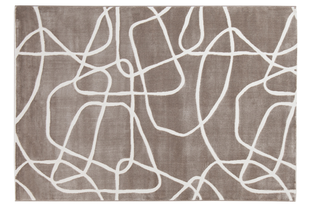 Alfombra rectangular taupe con motivos de line art 160 x 230 cm APOLLINE