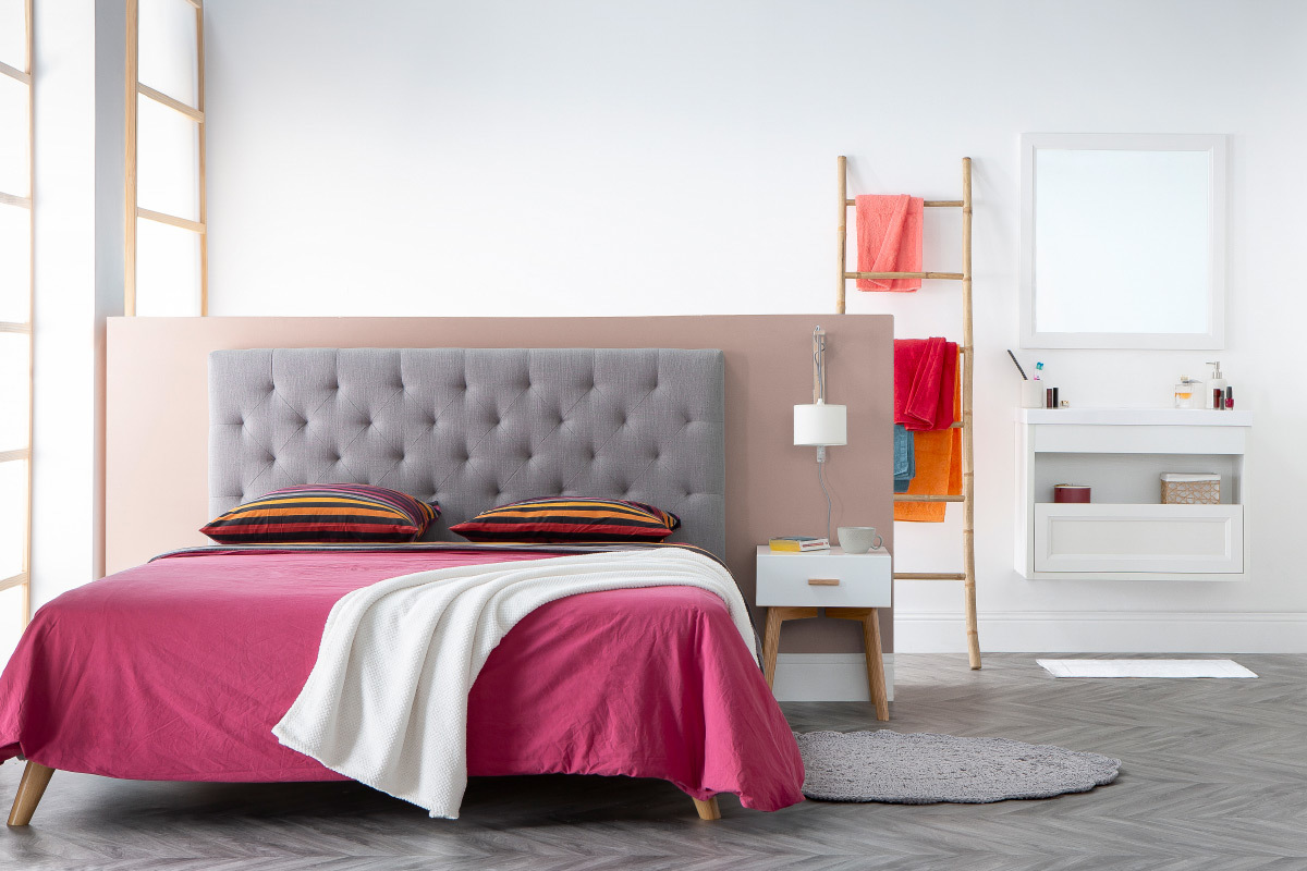 Alfombra redonda en ganchillo gris claro 120 cm ALMA