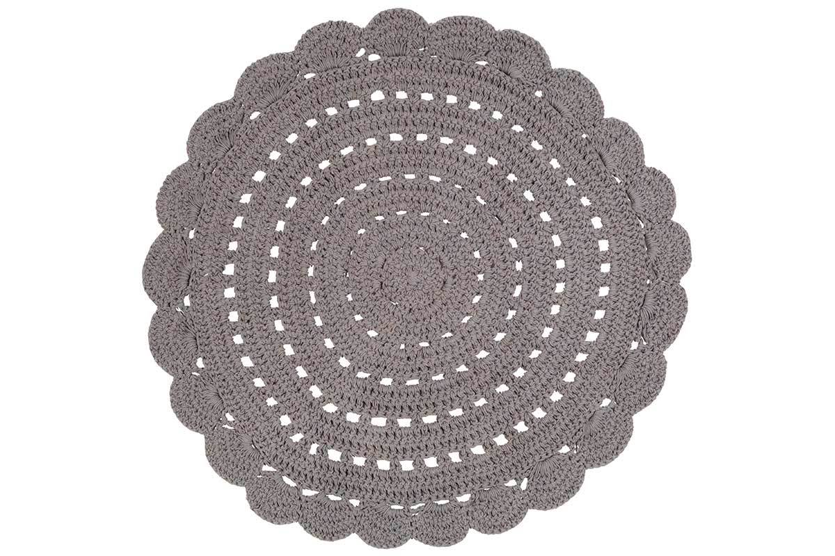 Alfombra redonda en ganchillo gris oscura 120 cm ALMA