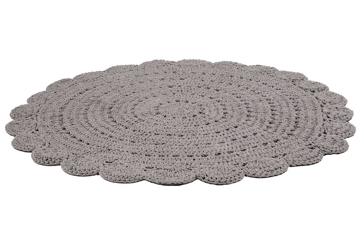 Alfombra redonda en ganchillo gris oscura 120 cm ALMA
