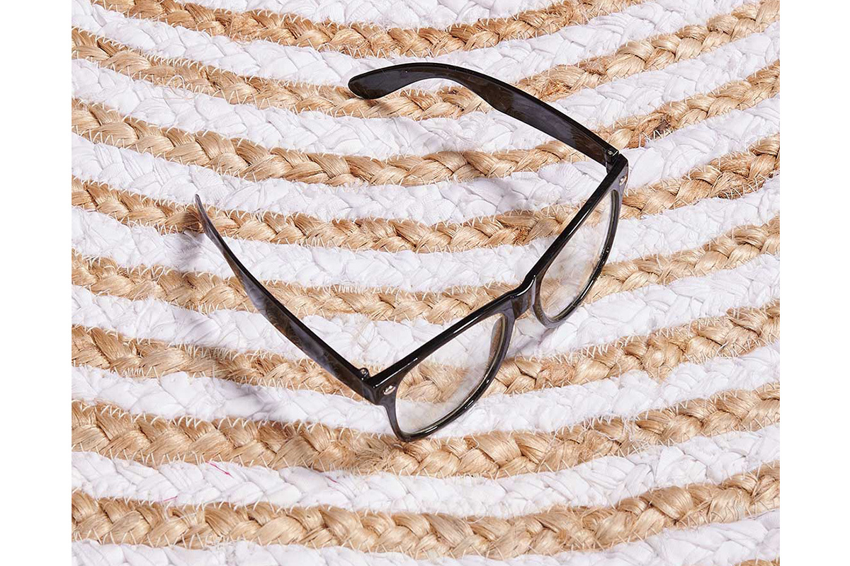 Alfombra redonda en yute natural y algod�n blanco D150 cm CORDA