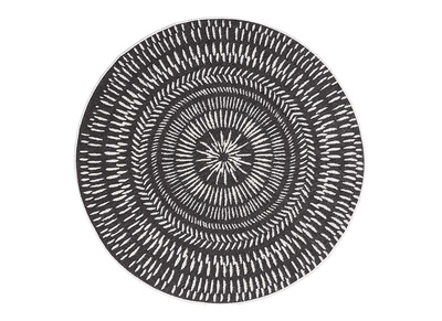Alfombra redonda reversible interior exterior blano y negro D160 cm ENYA