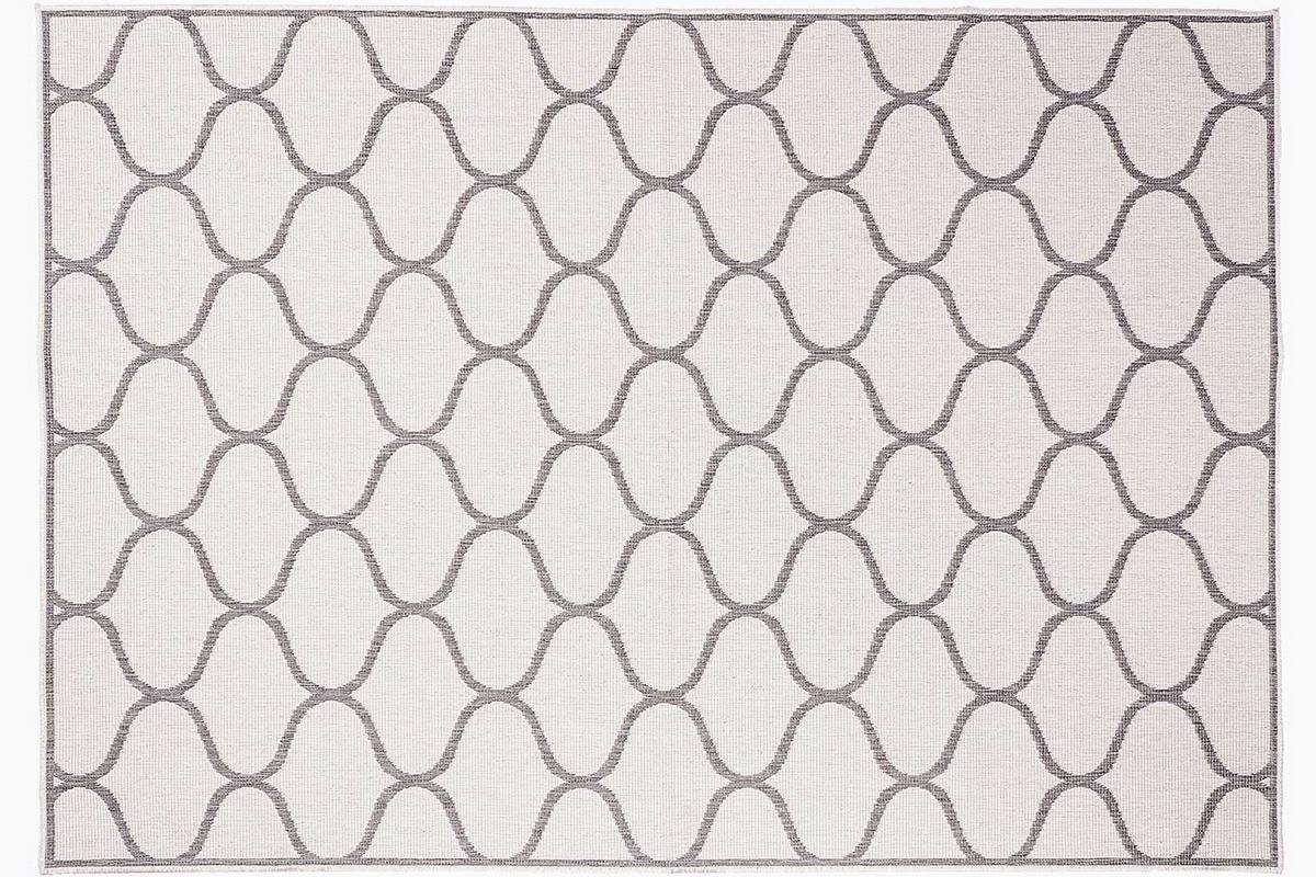 Alfombra reversible interior/exterior blanco crema y gris 160 x 230 cm SPIN