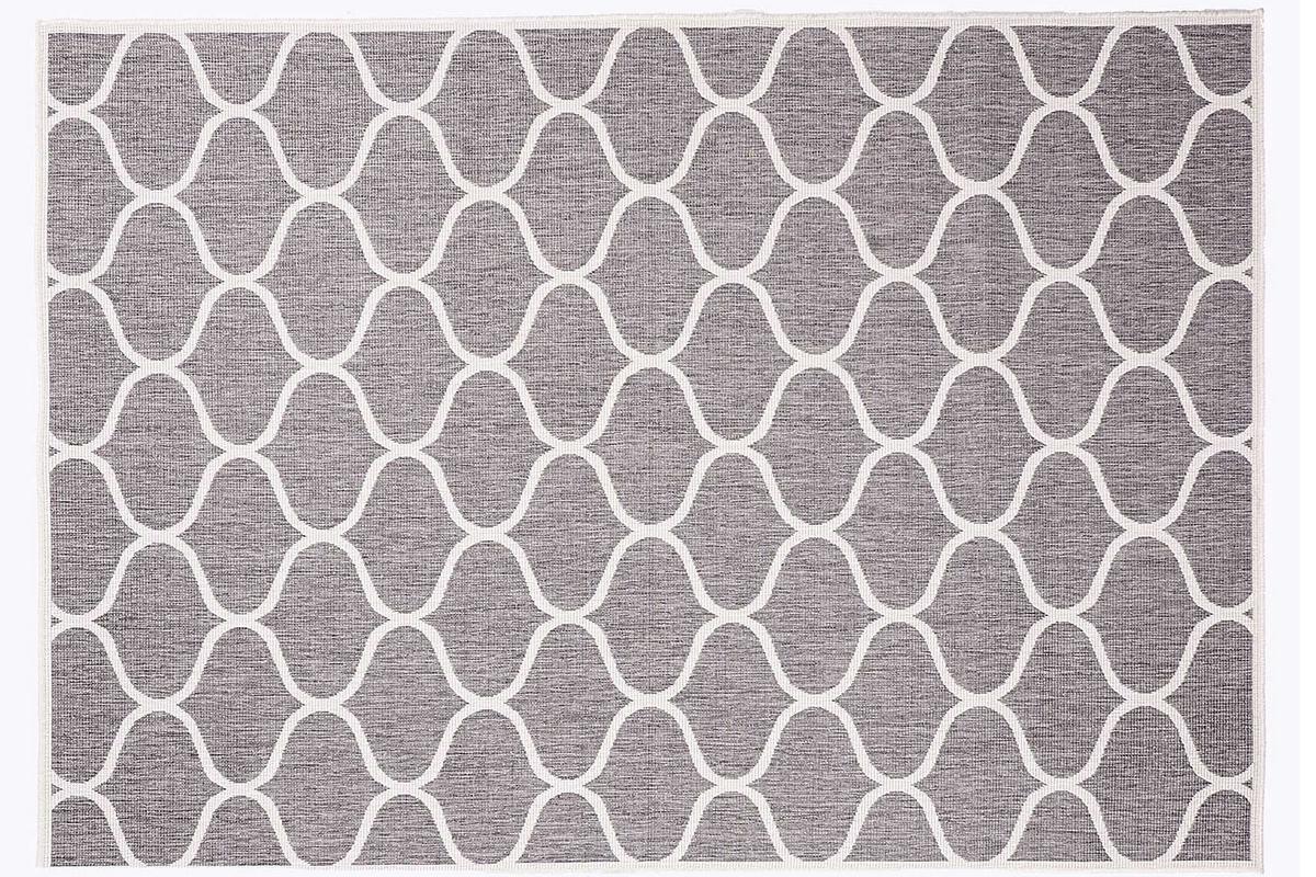 Alfombra reversible interior/exterior blanco crema y gris 160 x 230 cm SPIN