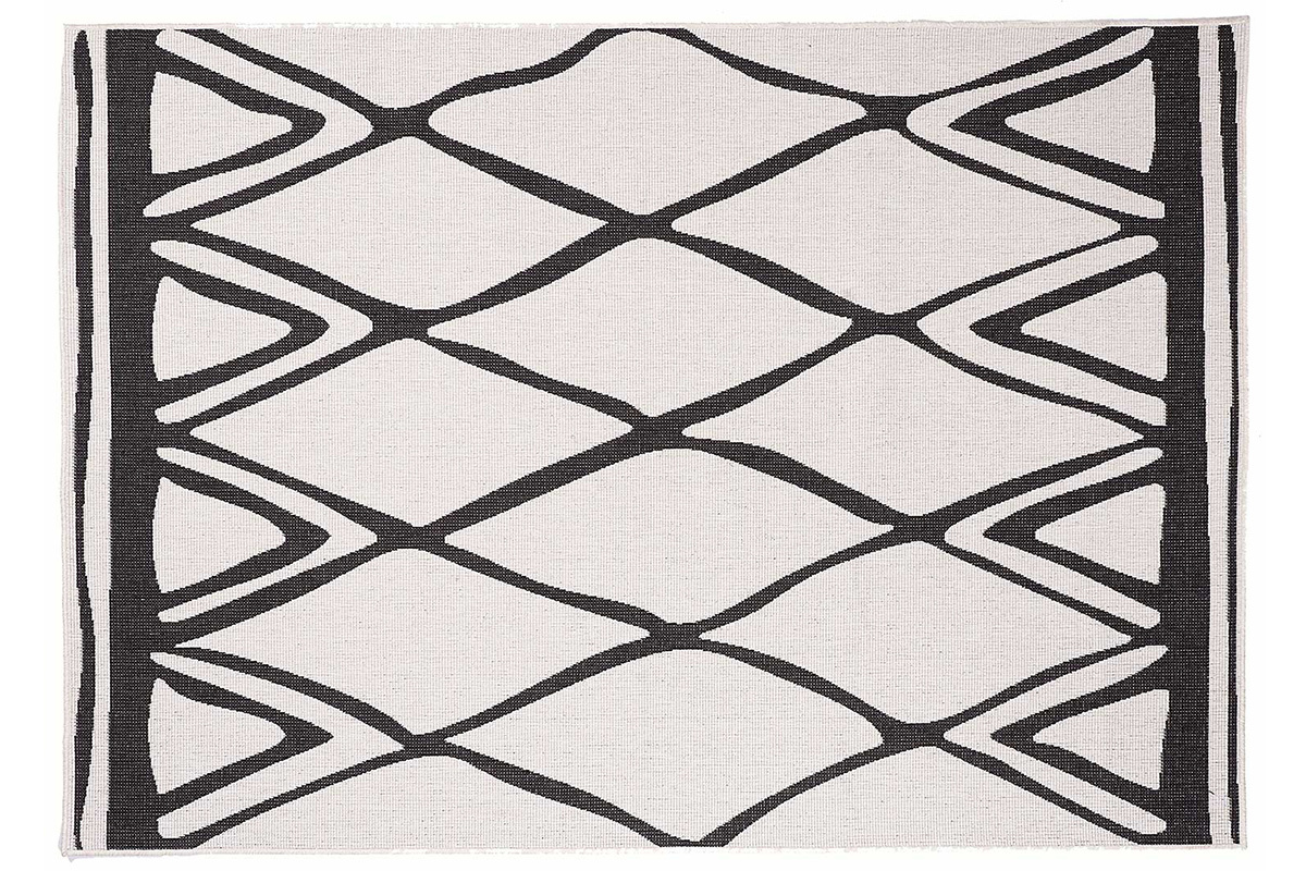 Alfombra reversible interior exterior blanco y negro 160 x 230 cm ROCCA