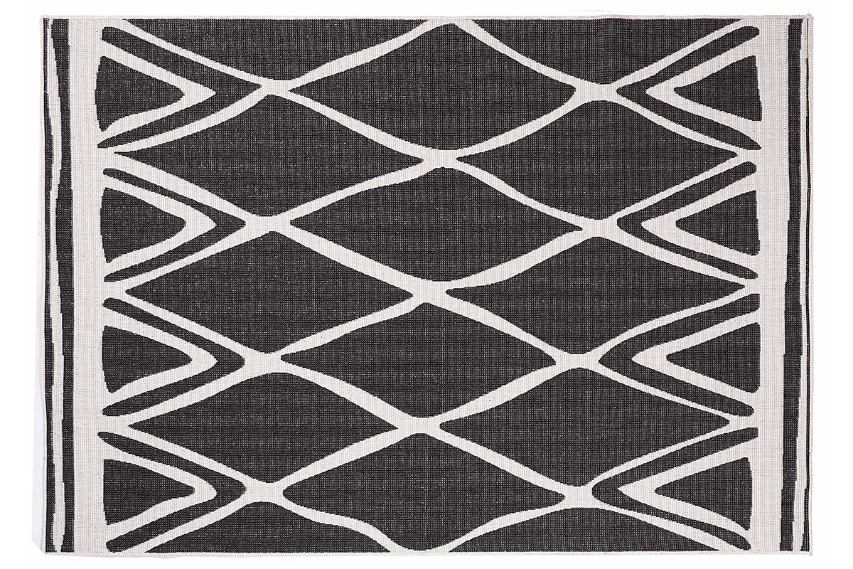 Alfombra reversible interior exterior blanco y negro 160 x 230 cm ROCCA