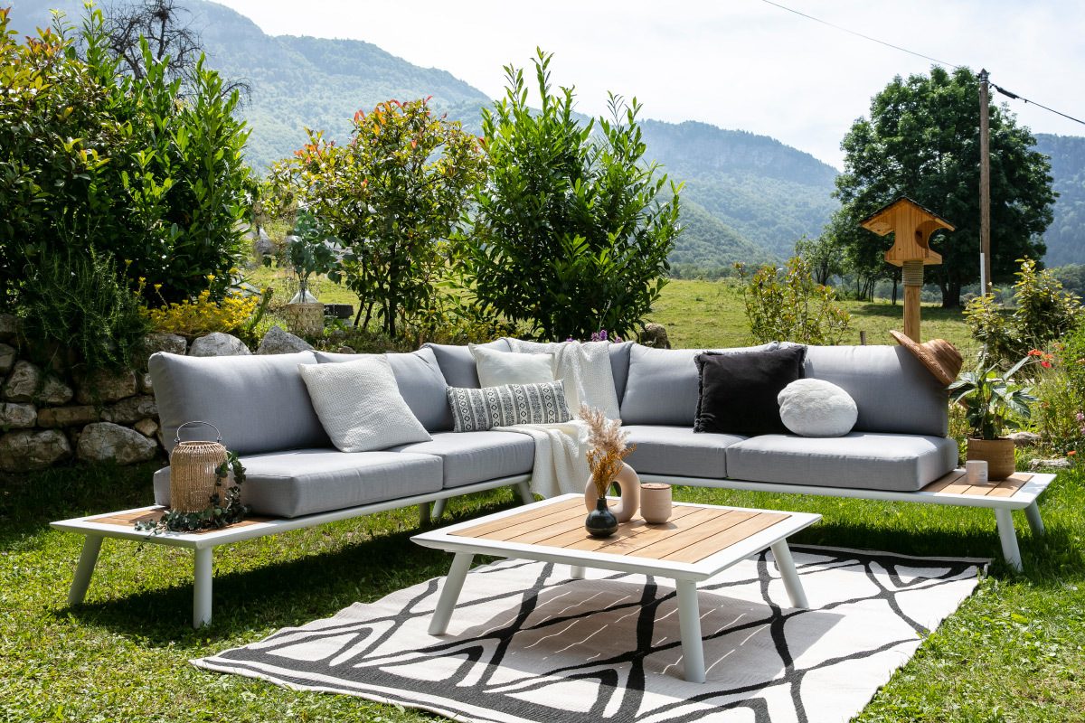 Alfombra reversible interior exterior blanco y negro 160 x 230 cm ROCCA