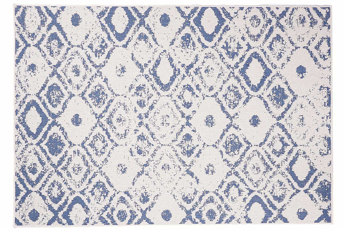 Alfombra reversible interior exterior con motivos azules 160 x 230 cm BELIZ