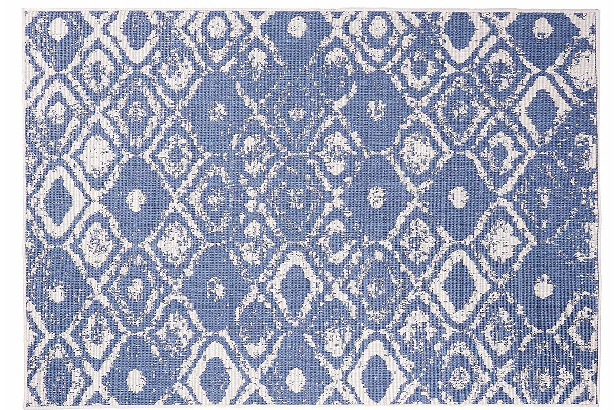 Alfombra reversible interior exterior con motivos azules 160 x 230 cm BELIZ