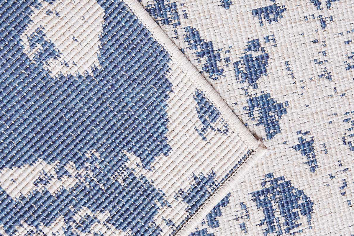 Alfombra reversible interior exterior con motivos azules 160 x 230 cm BELIZ