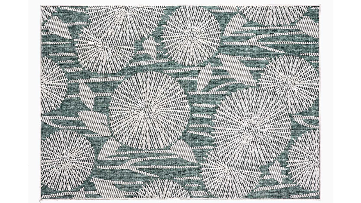 Alfombra reversible interior exterior motivo floral verde 160 x 230 cm KONKA