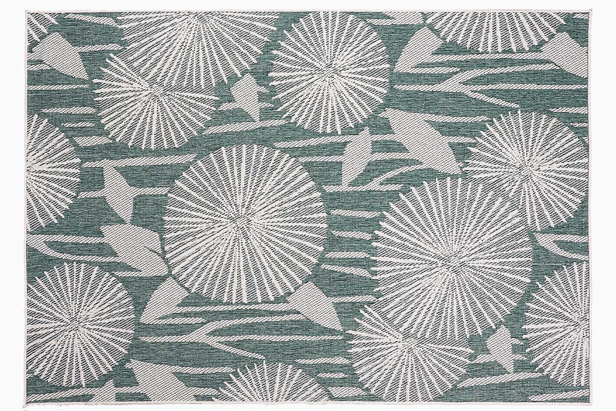 Alfombra reversible interior exterior motivo floral verde 160 x 230 cm KONKA