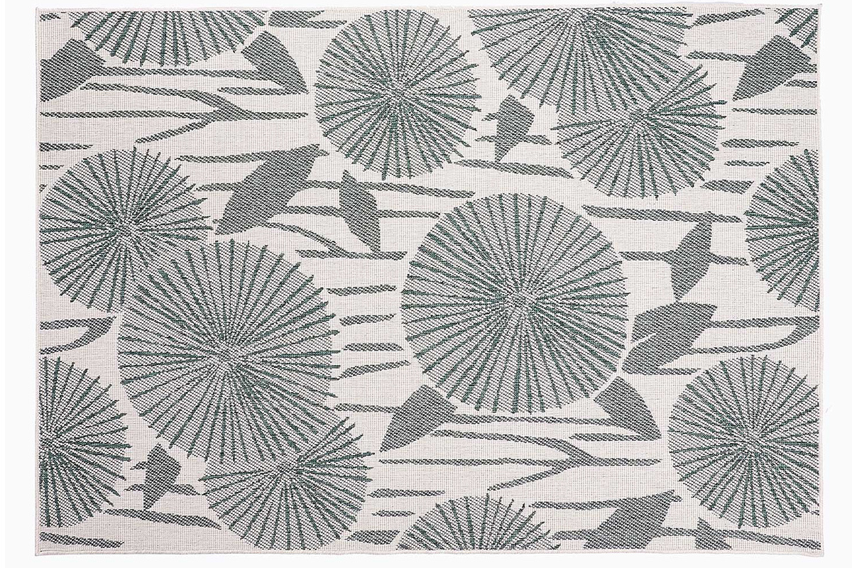 Alfombra reversible interior exterior motivo floral verde 160 x 230 cm KONKA
