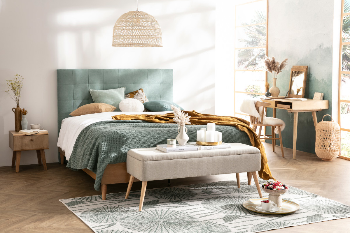 Alfombra reversible interior exterior motivo floral verde 160 x 230 cm KONKA