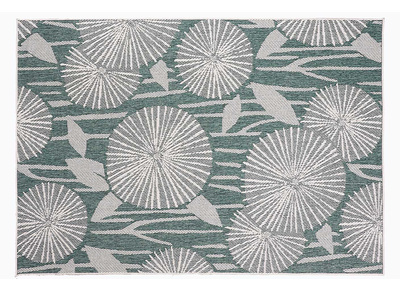 Alfombra reversible interior exterior motivo floral verde 160 x 230 cm KONKA