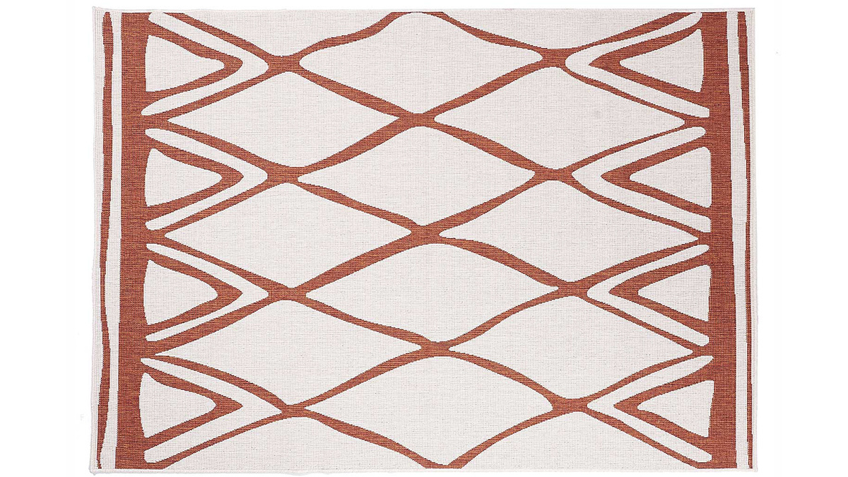 Alfombra reversible interior exterior terracota y blanco 160 x 230 cm ROCCA