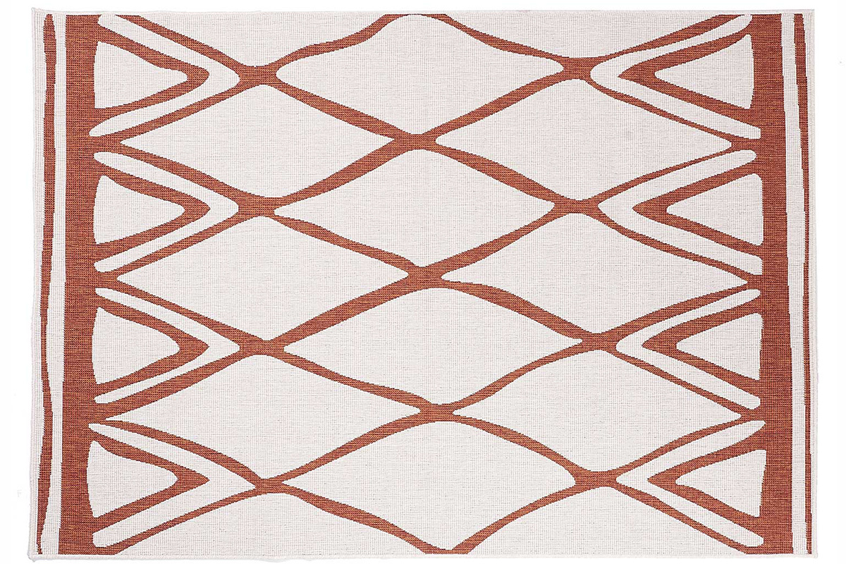 Alfombra reversible interior exterior terracota y blanco 160 x 230 cm ROCCA