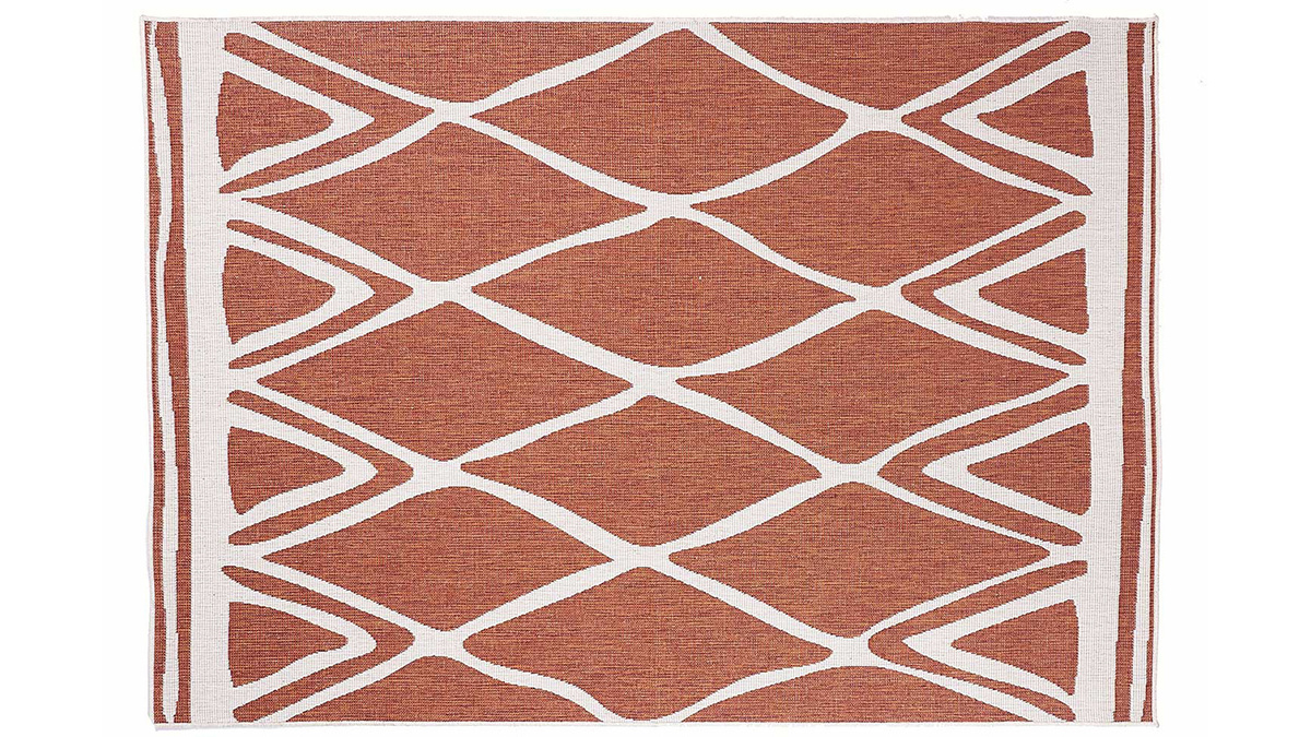 Alfombra reversible interior exterior terracota y blanco 160 x 230 cm ROCCA