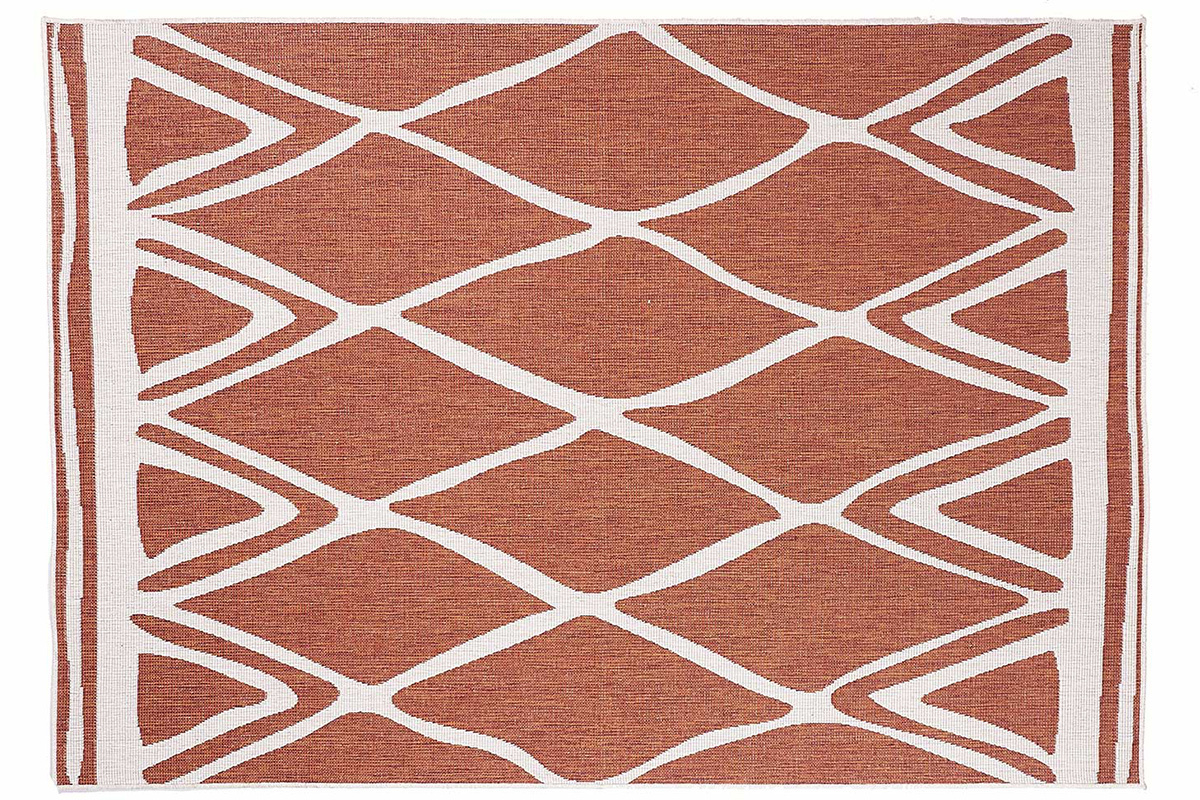 Alfombra reversible interior exterior terracota y blanco 160 x 230 cm ROCCA