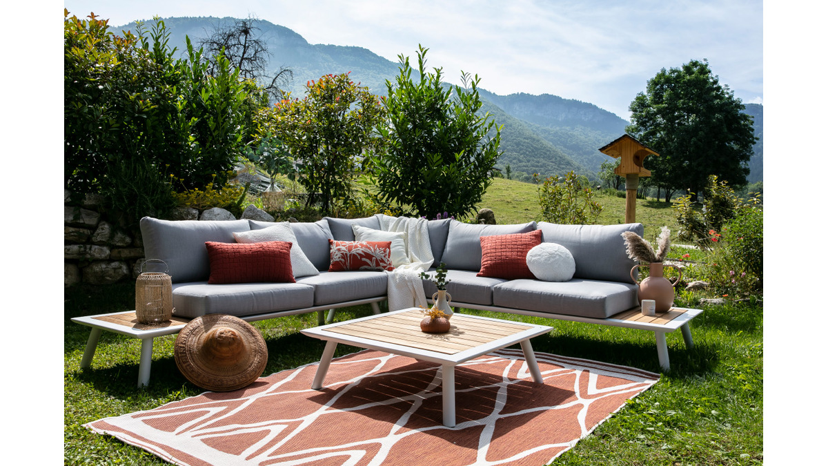 Alfombra reversible interior exterior terracota y blanco 160 x 230 cm ROCCA