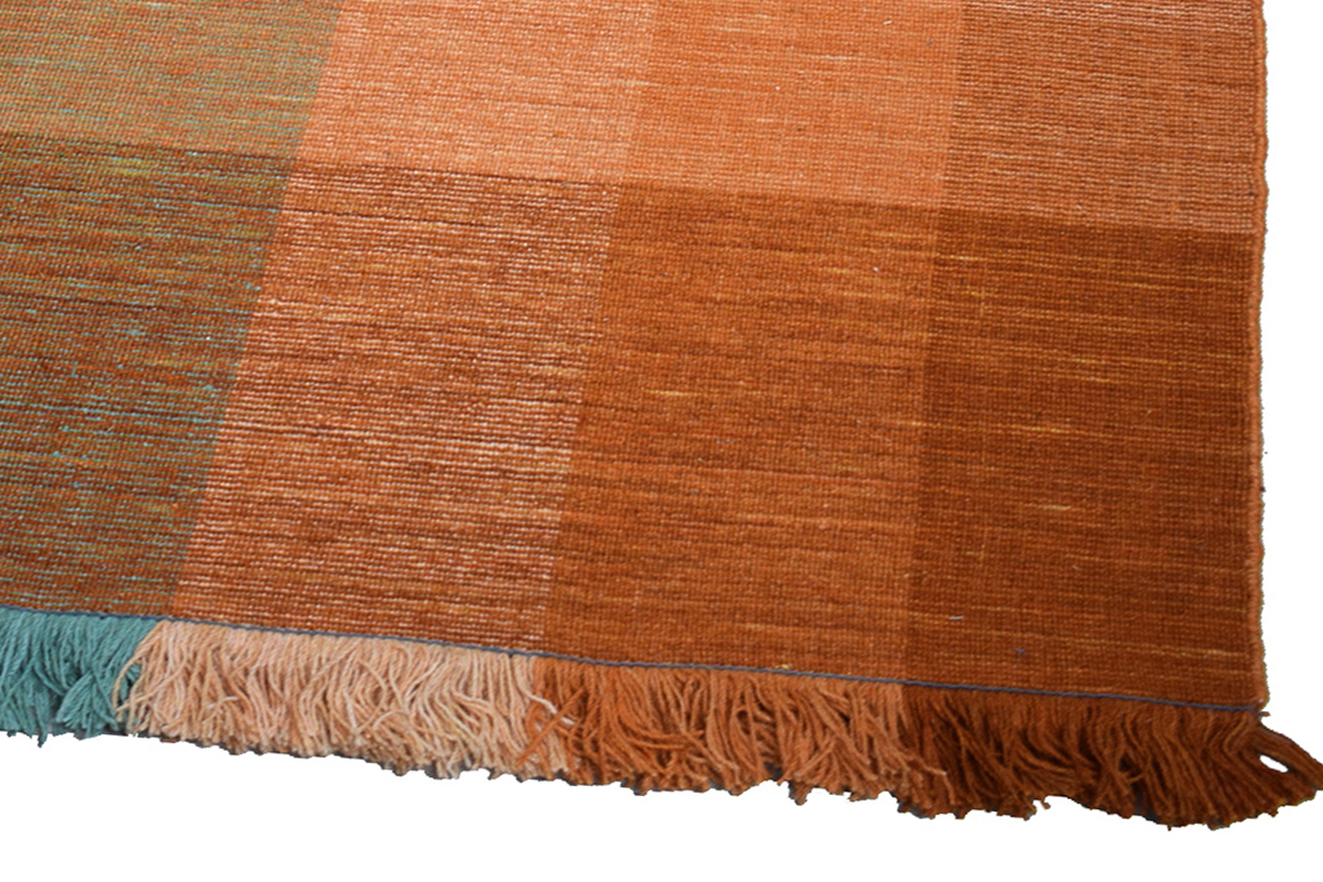 Alfombra tejida a mano azul y naranja 160נ230cm MARLEY