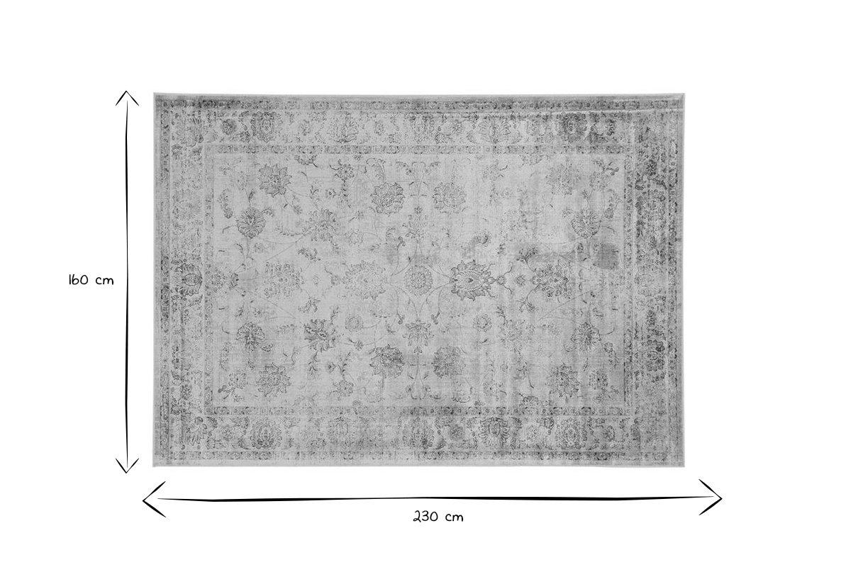 Alfombra vintage de viscosa con estampado gris 160נ230cm RYAD