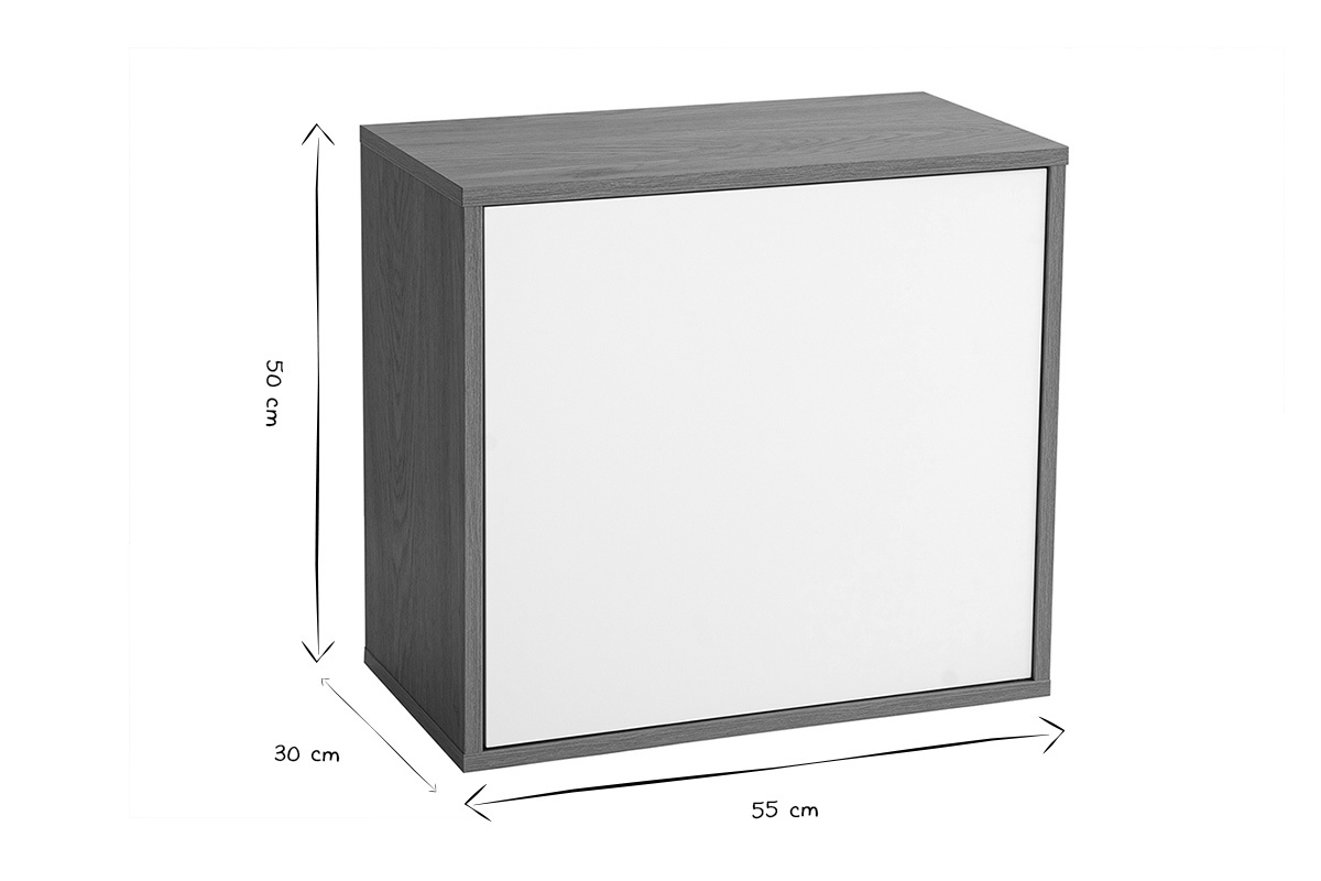 Almacenamiento mural FLEXO dimensiones L55 x P30 x H50 cm en negro y blanco