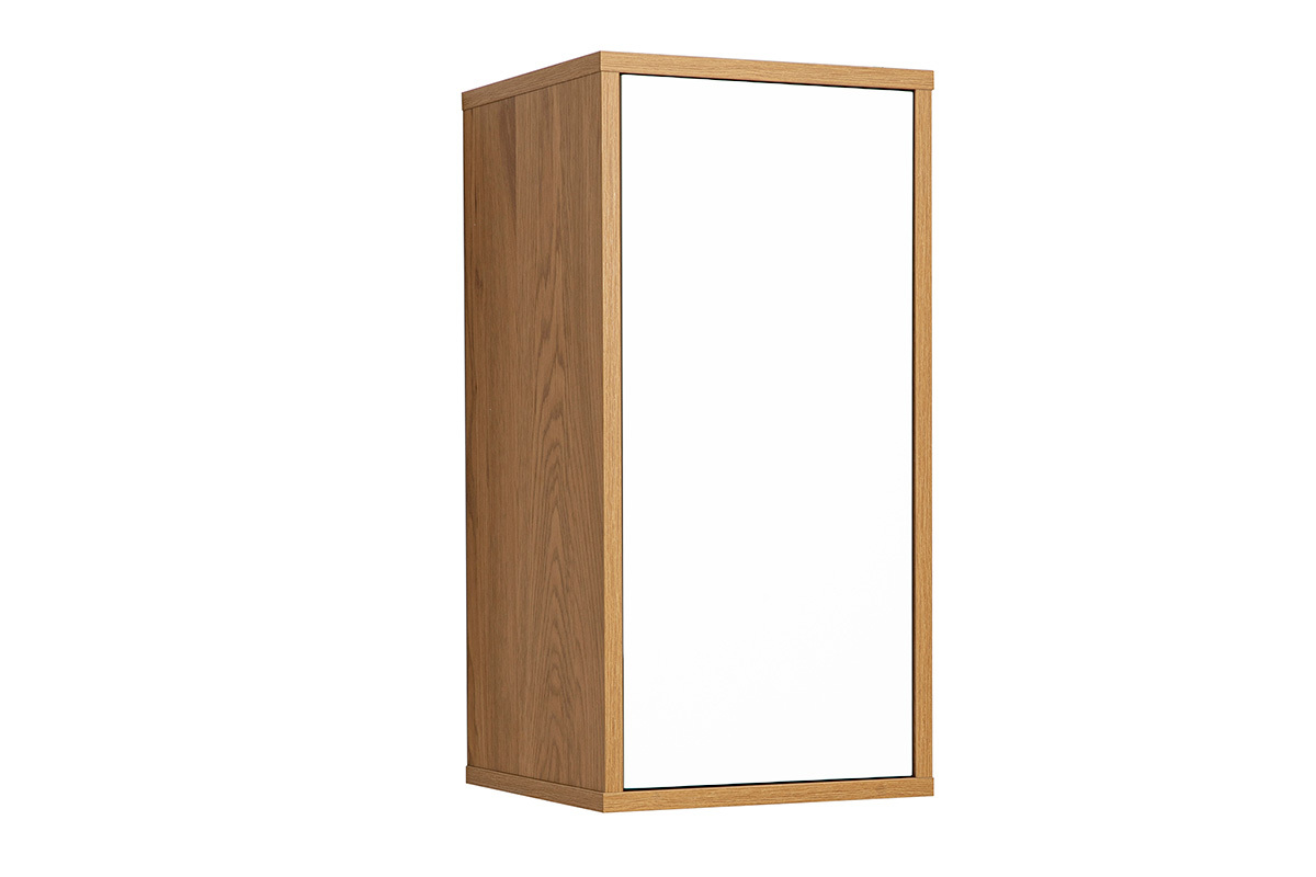 Almacenamiento mural acabado blanco y madera clara roble L30 cm FLEXO