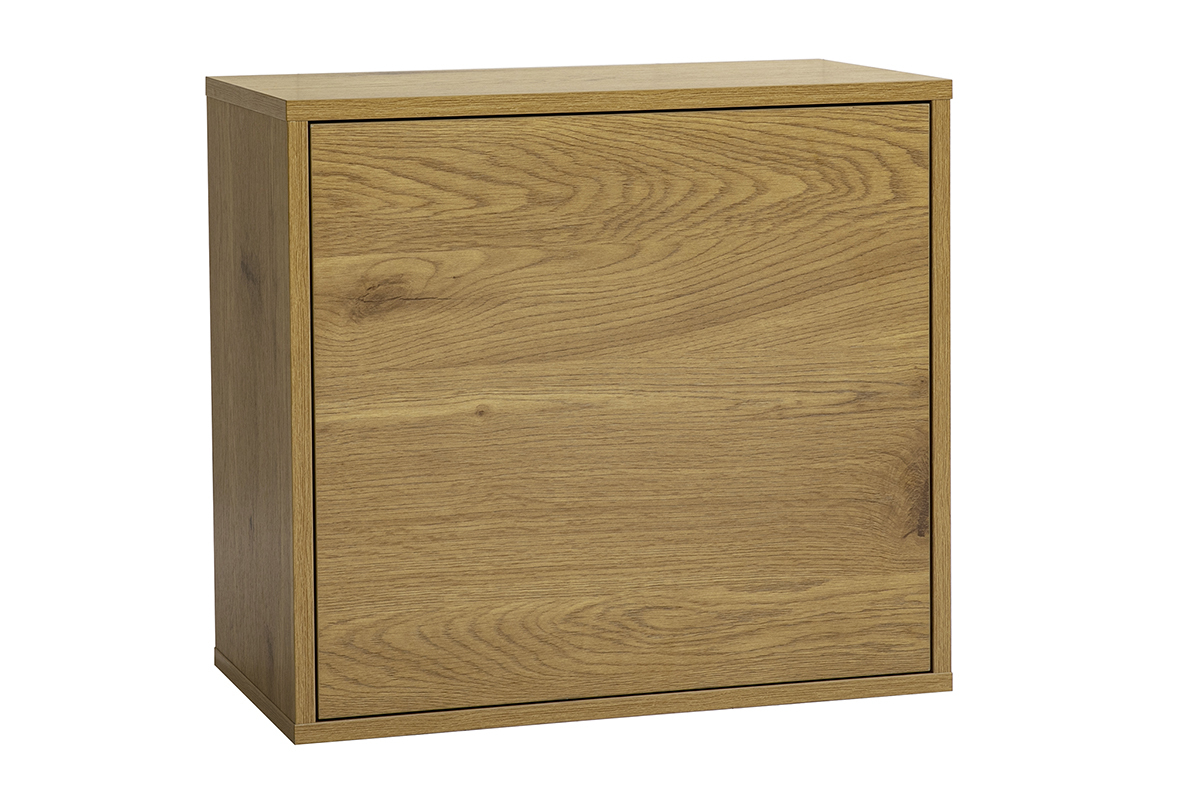 Rangement mural en madera de roble claro, vista frontal, dimensiones L55 cm.