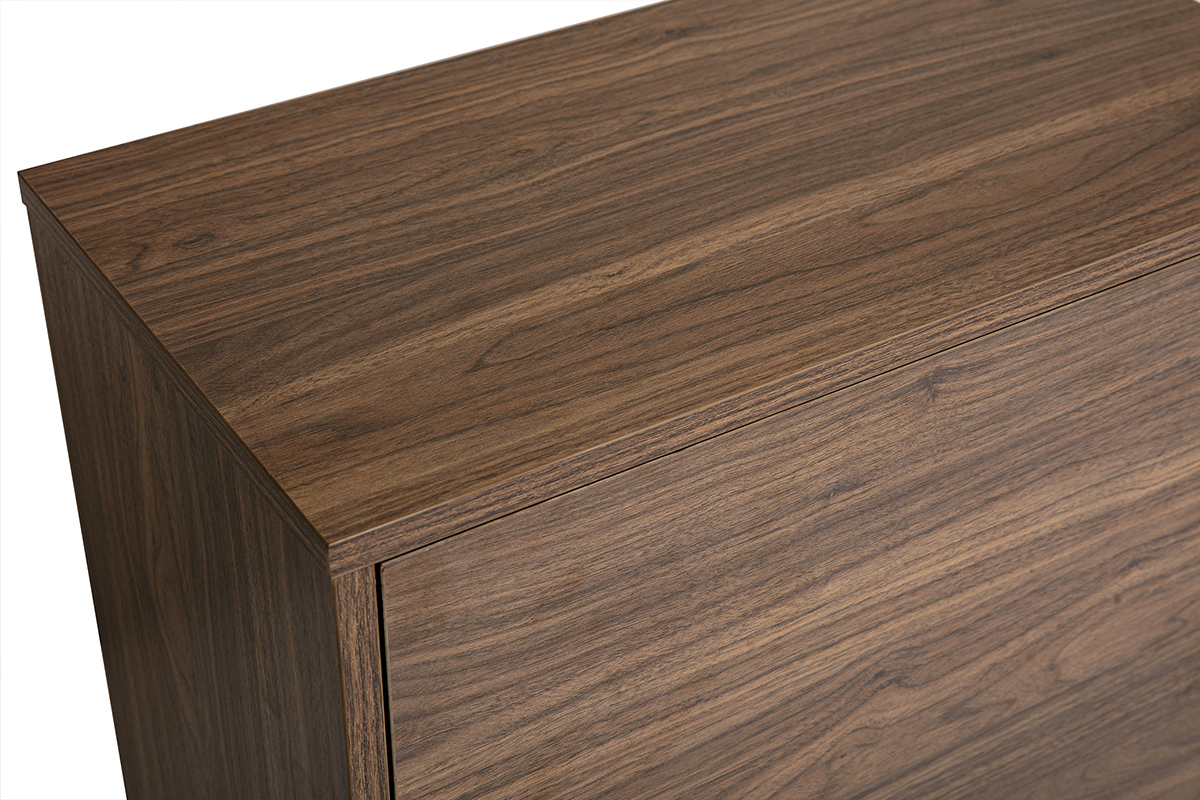 Vista superior del mueble mural de madera oscura, acabado nogal, dimensiones L55 cm