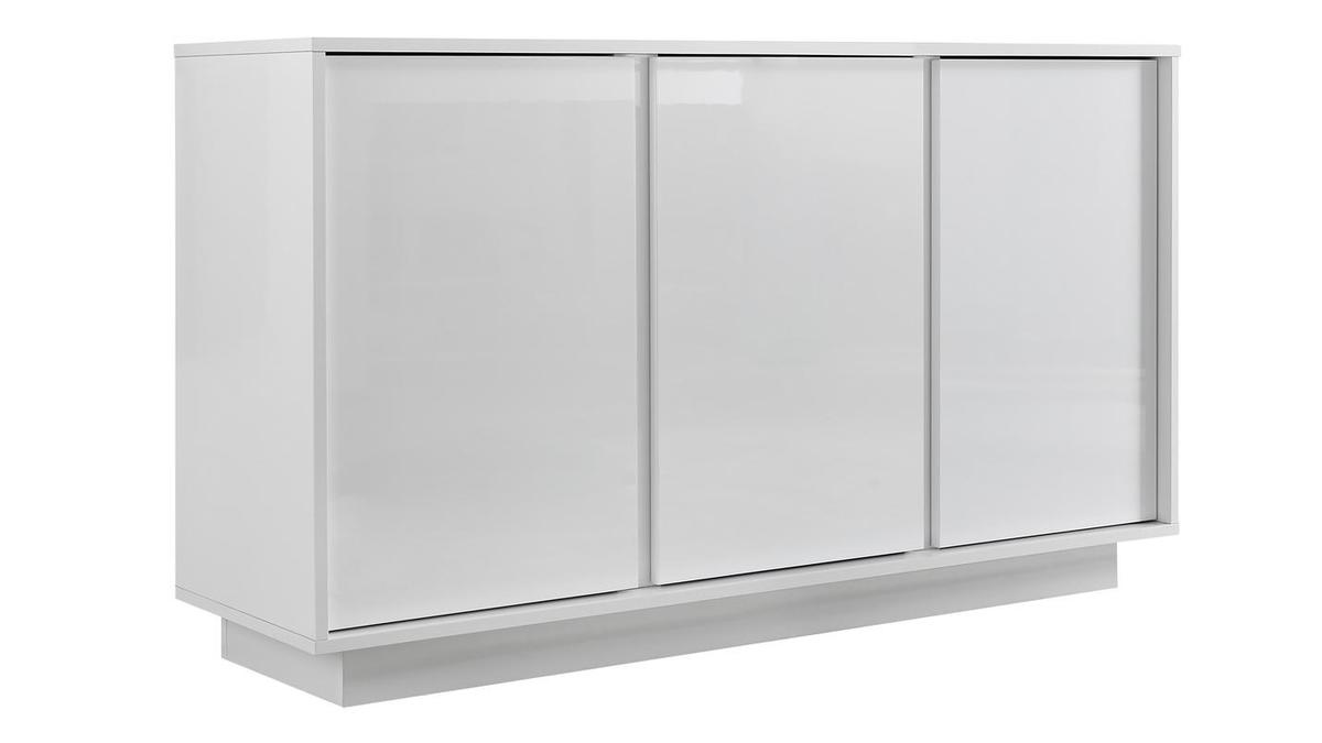 Aparador 3 puertas blanco lacado brillante L138 cm COMO