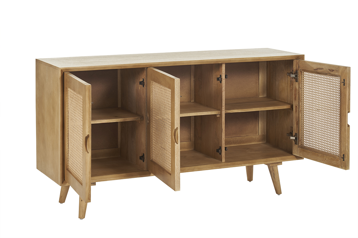 Aparador 3 puertas de madera de mango y ratn 145 cm LAKA