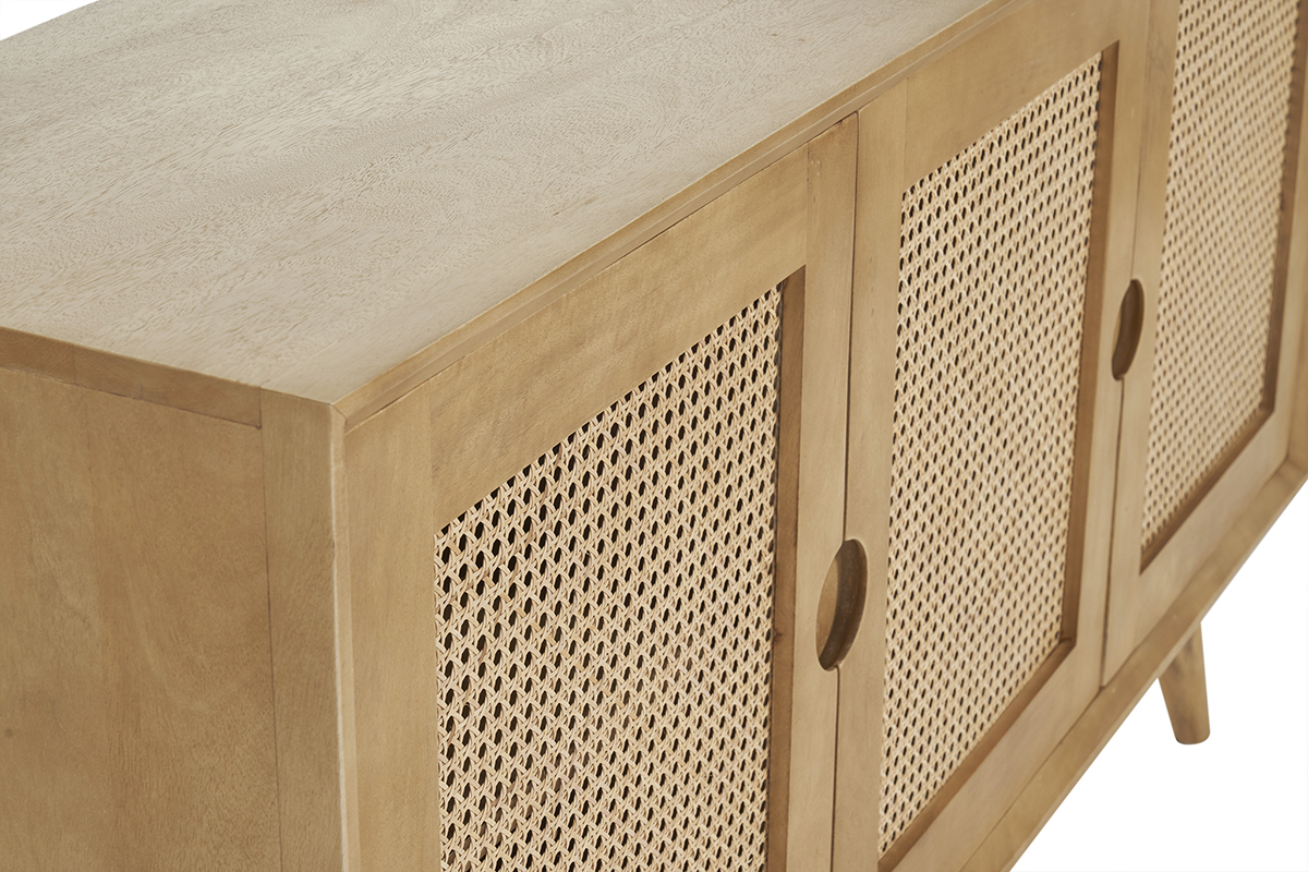 Aparador 3 puertas de madera de mango y ratn 145 cm LAKA