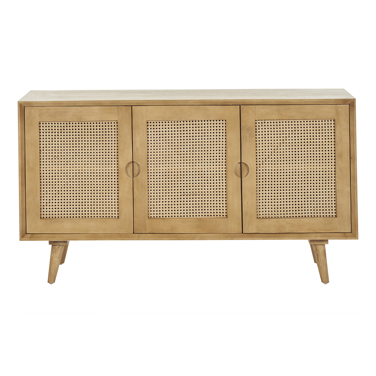 Aparador 3 puertas de madera de mango y ratán 145 cm LAKA