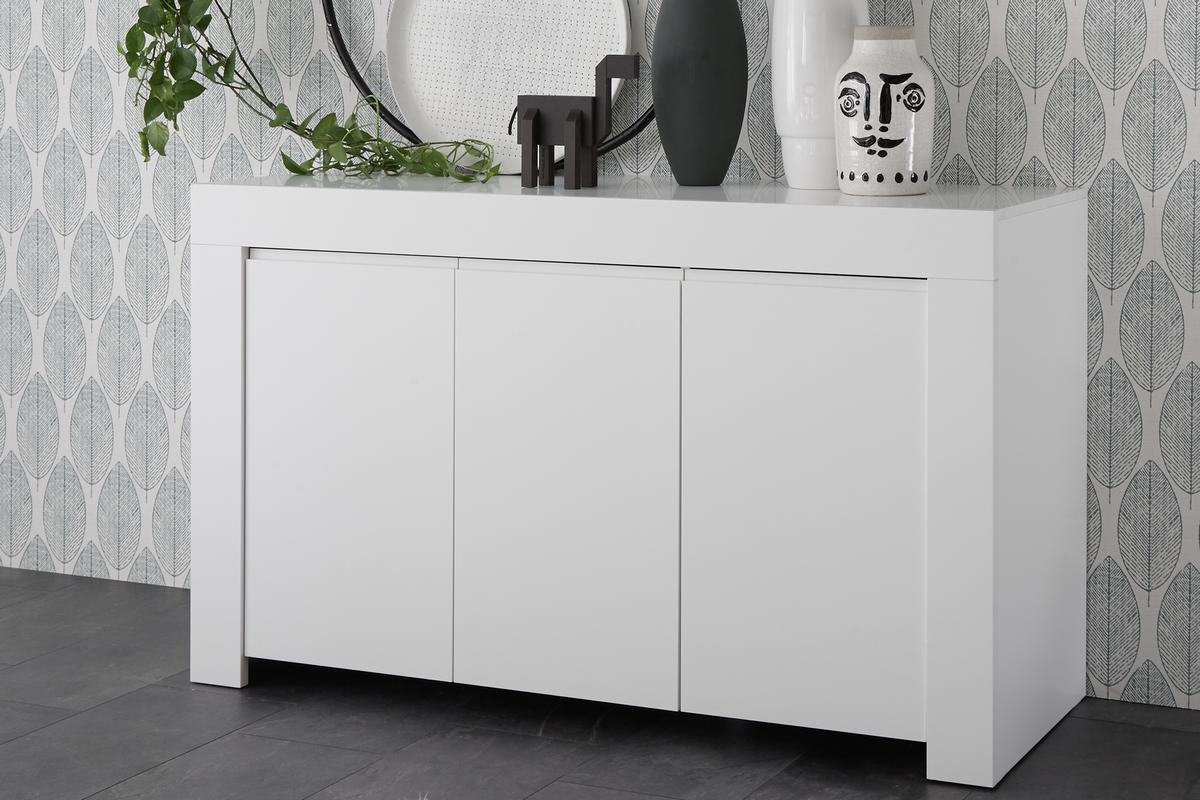 Aparador 3 puertas L138 cm blanco mate TINO