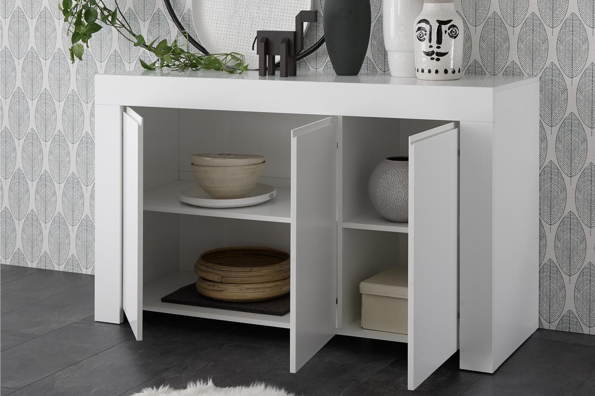 Aparador 3 puertas L138 cm blanco mate TINO