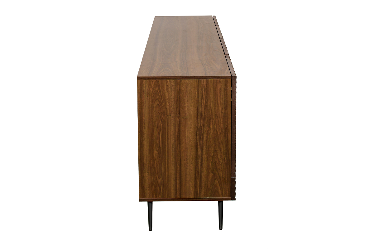 Aparador 4 puertas de madera oscura de roble macizo y metal negro 180 cm ARCHIPEL