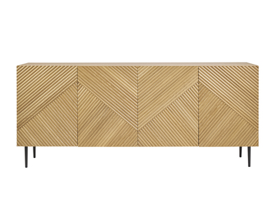 Aparador 4 puertas de roble macizo y metal negro 180 cm ARCHIPEL