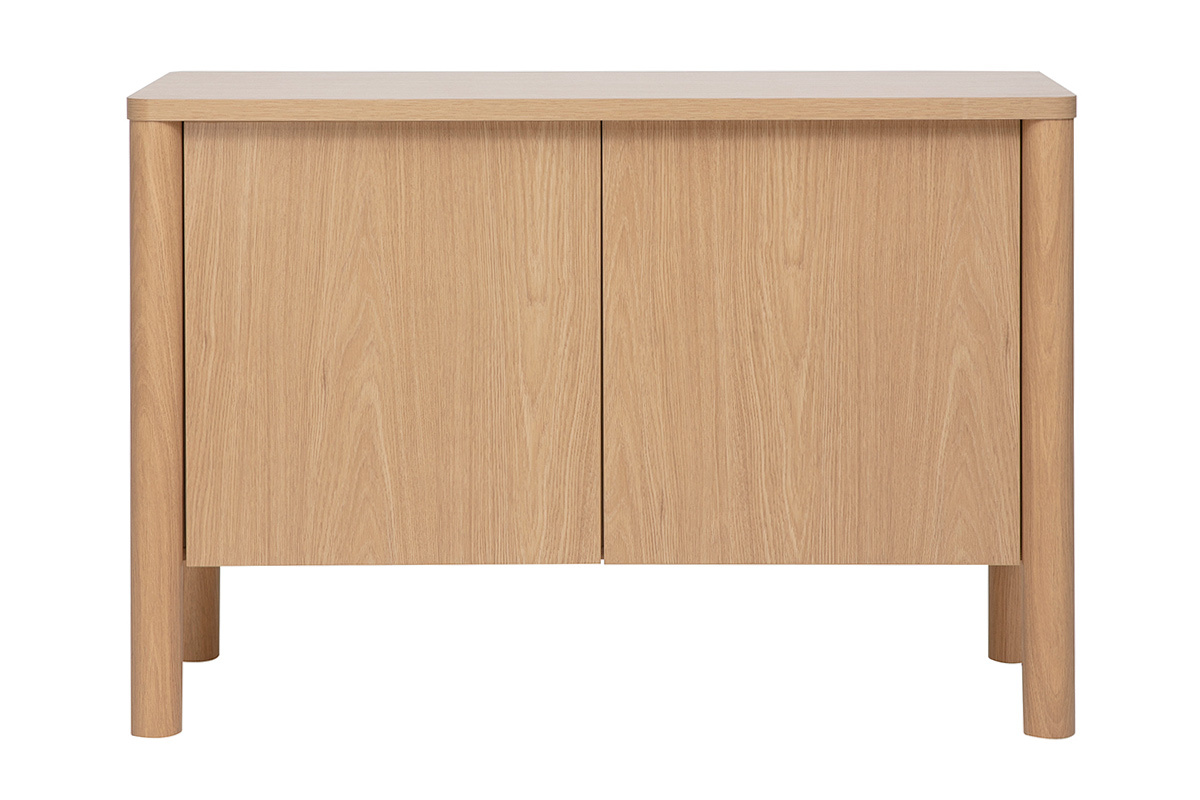 Aparador de madera de roble claro, 2 puertas, vista frontal, dise�o escandinavo, dimensiones L110 cm