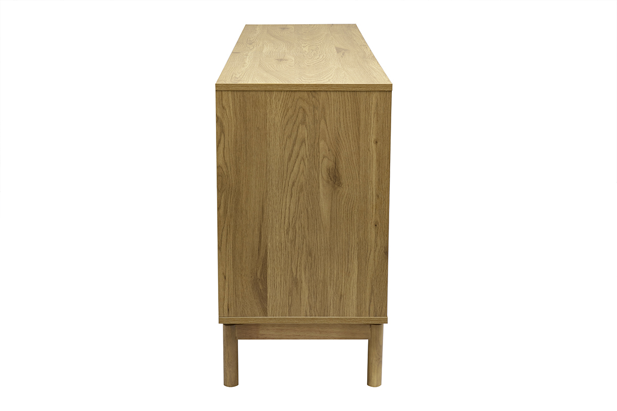 Buffet de madera de roble de perfil, 2 puertas y 3 cajones, acabado claro, dimensiones L160 cm.