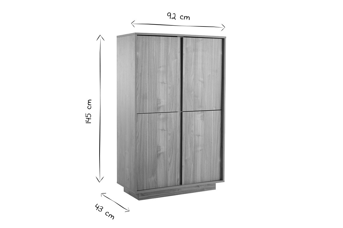 Aparador alto de diseo de 4 puertas con acabado de roble COMO