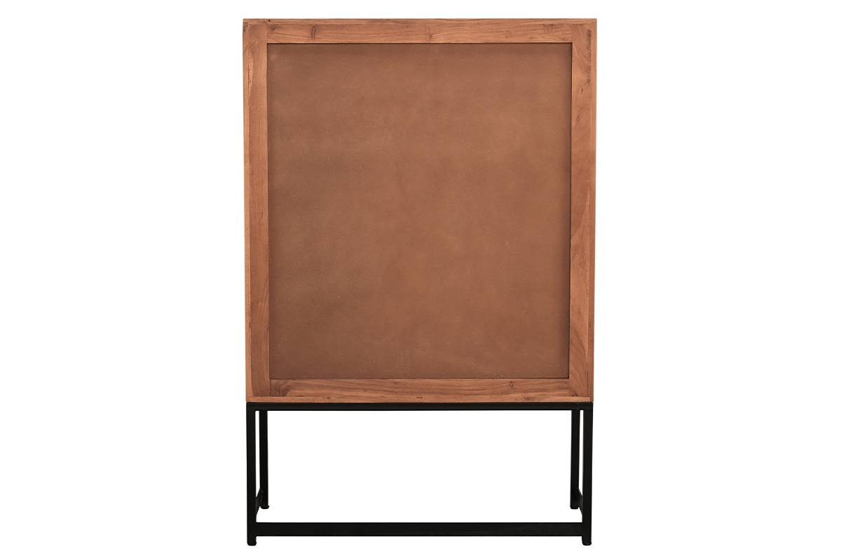 Aparador alto de madera maciza en espiga y metal negro con 2 puertas y 2 cajones STICK