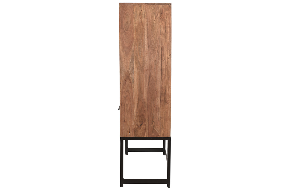 Aparador alto en acacia con patas en metal negro STICK