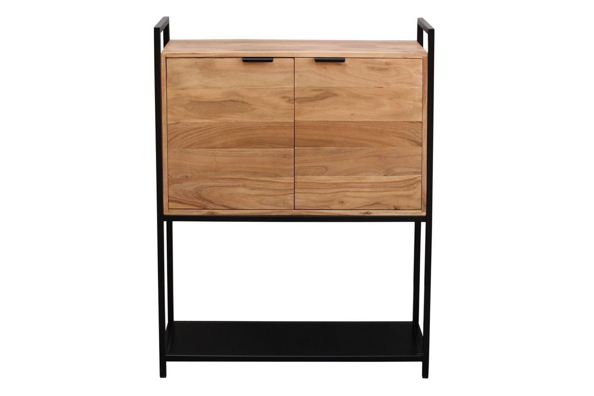 aparador alto en acacia y metal negro A110 cm ARTHUS