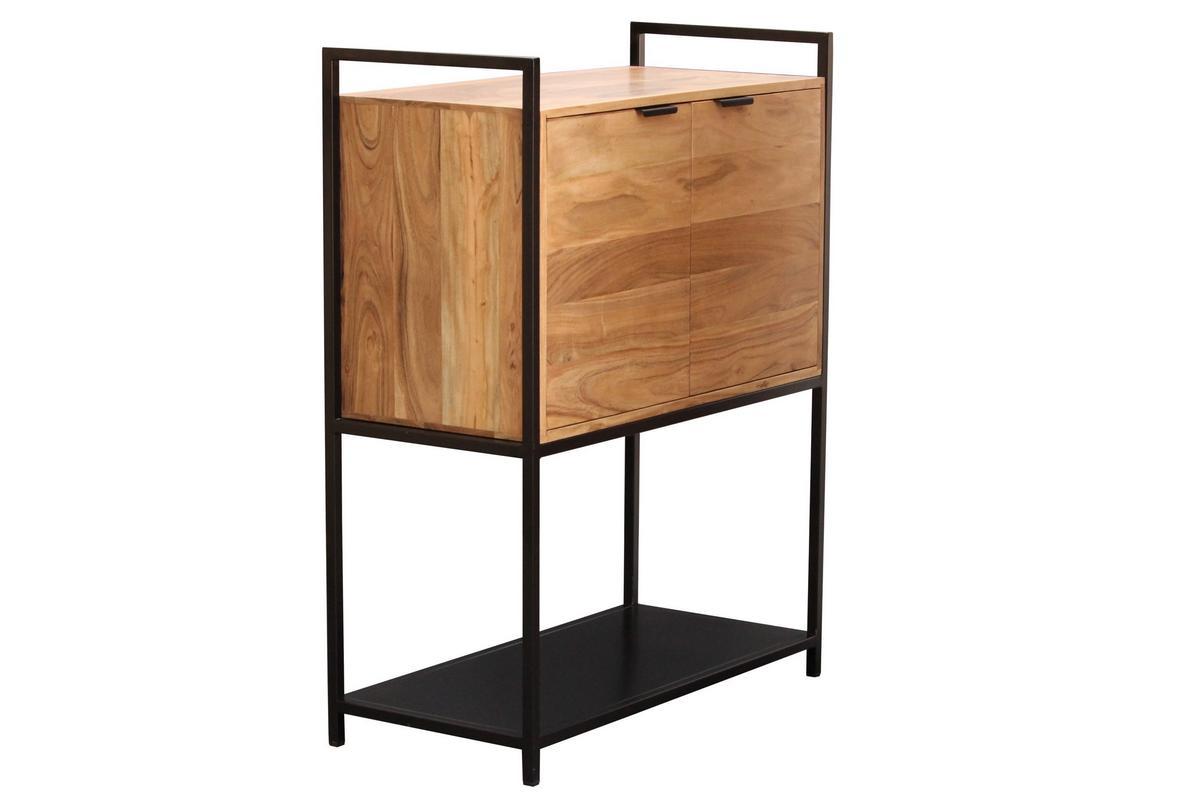 aparador alto en acacia y metal negro A110 cm ARTHUS