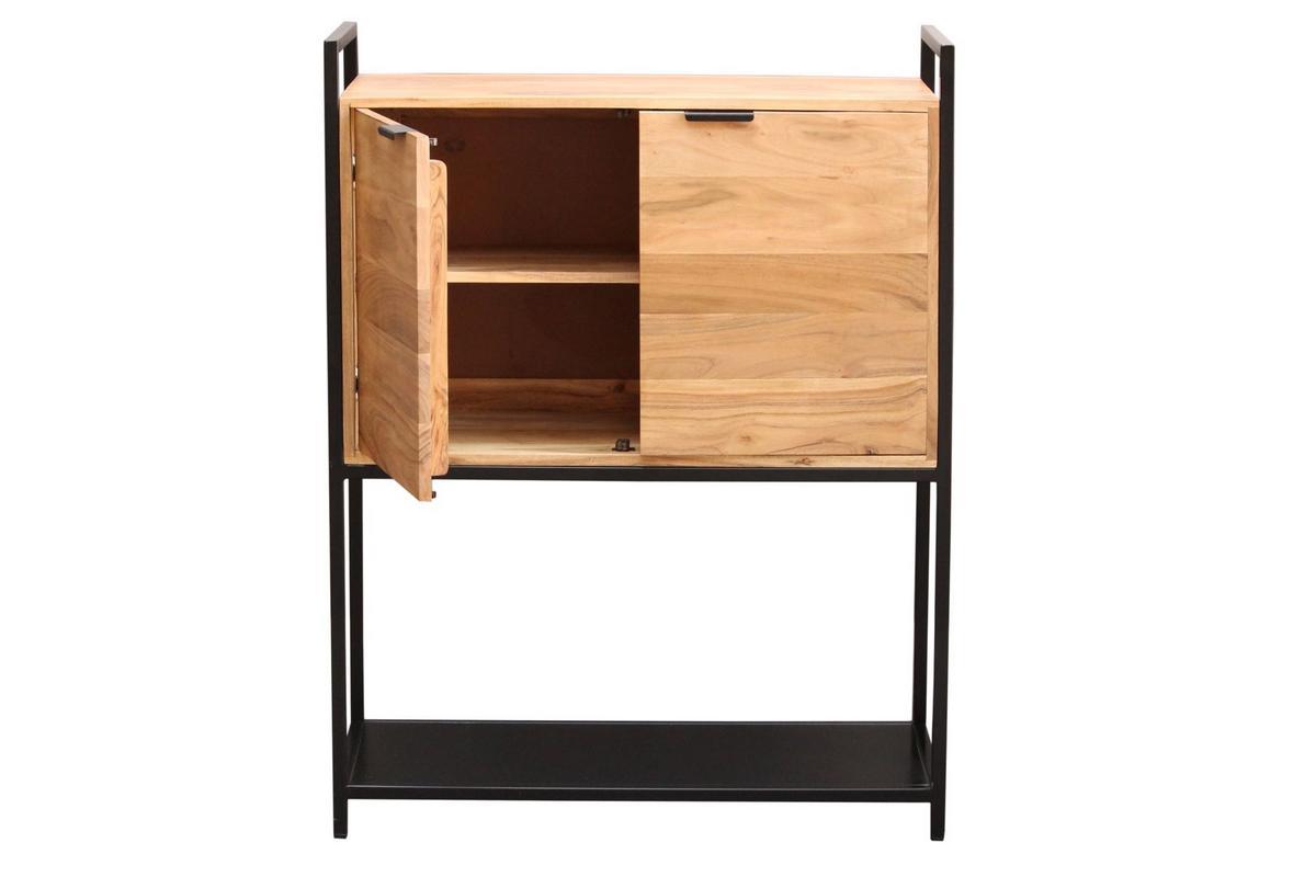aparador alto en acacia y metal negro A110 cm ARTHUS