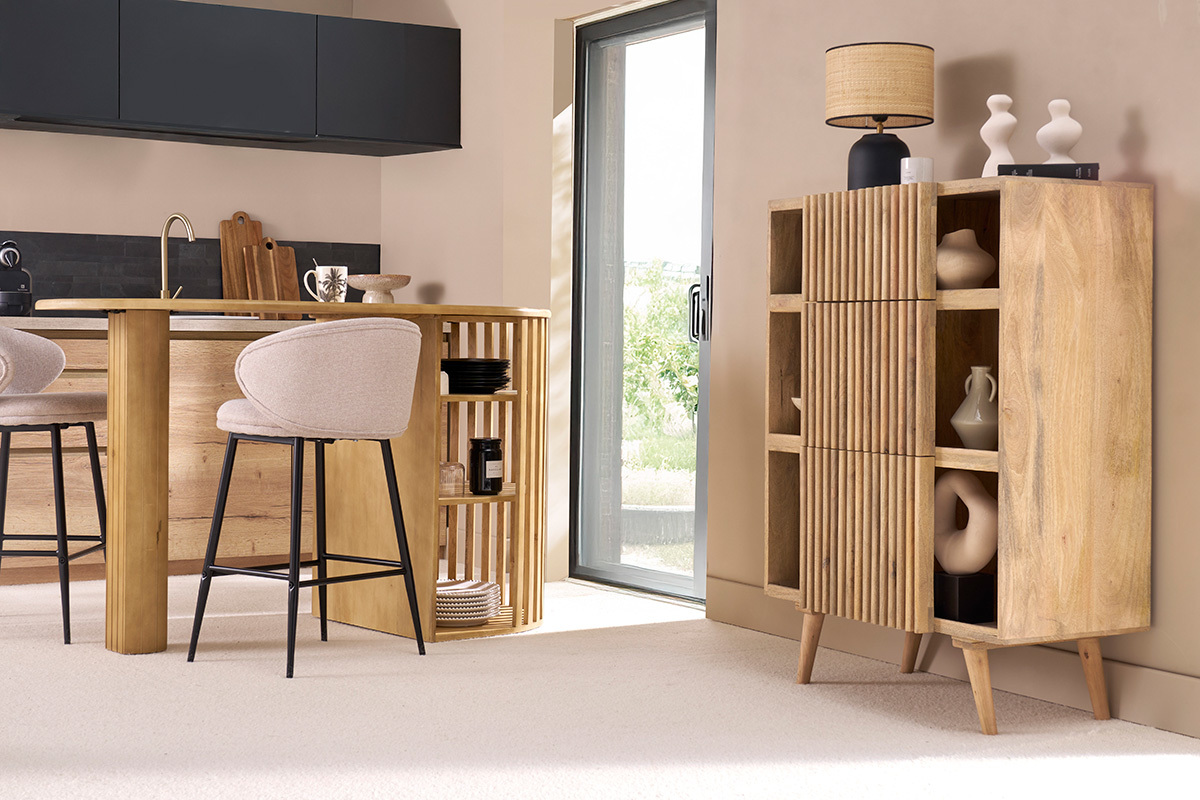 Aparador alto en mango con puertas correderas ALBA