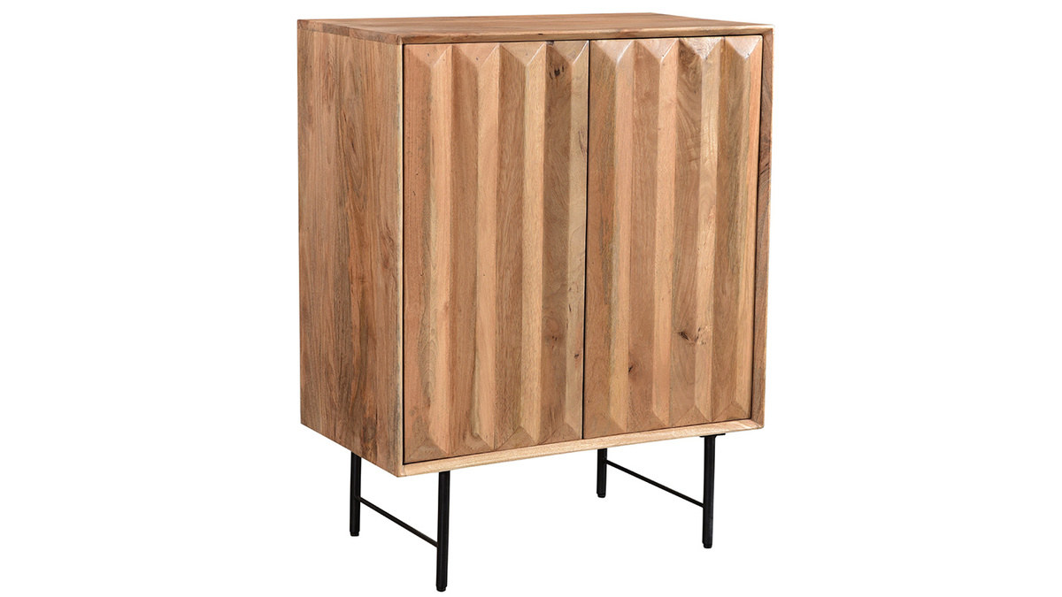 Aparador alto en mango macizo con puertas en relieve L70 cm AGRA