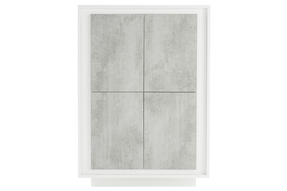 Aparador alto moderno 4 puertas blanco y decoracin cemento LAND