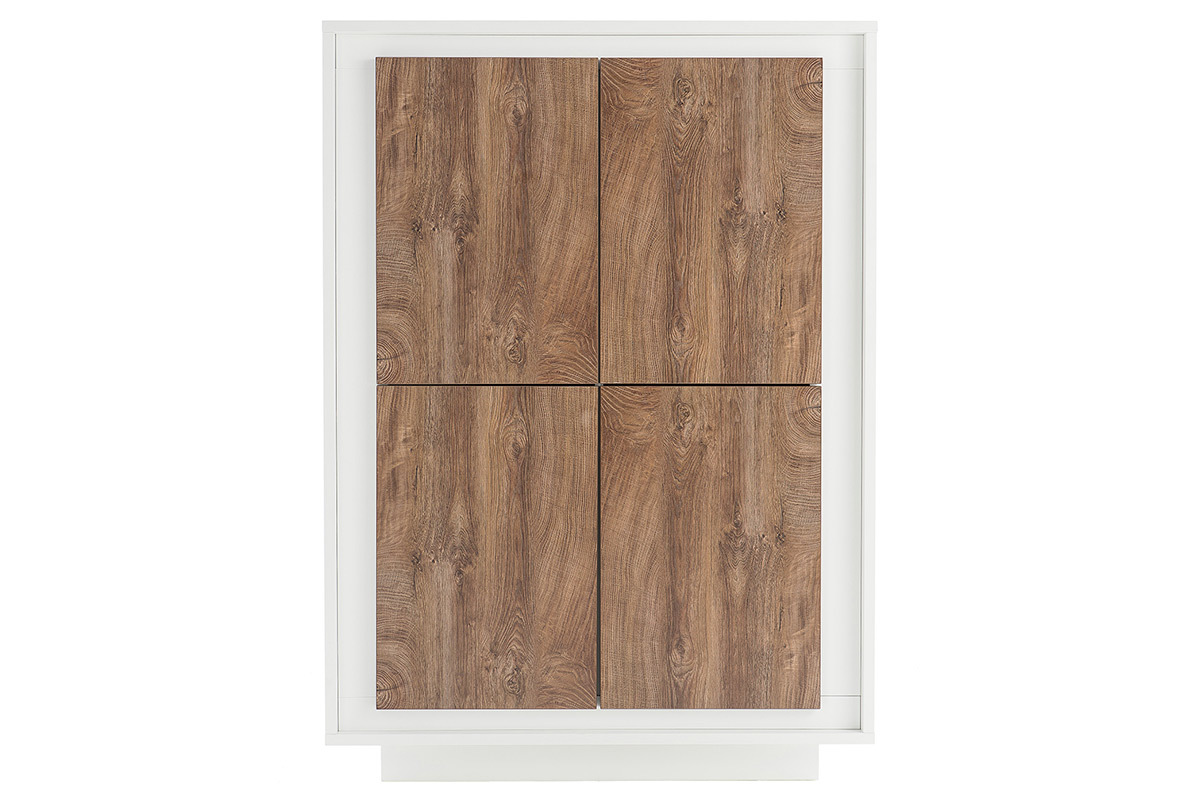 Aparador alto moderno 4 puertas blanco y decoracin madera oscura LAND